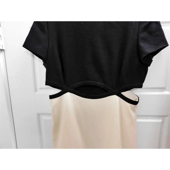 Emilio Pucci Black Ivory Wool Blend Cut‎ Out Stretchy Dress Italy sz 8
